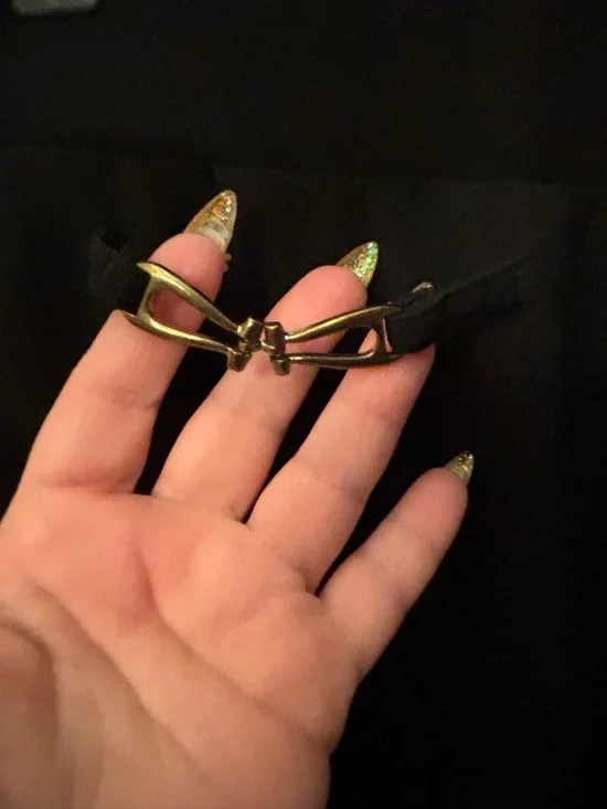 High-Waist NWOT Black Wide-Leg Pants with Gold Accent 🆕 - Picture 2 of 5